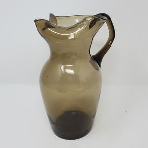 Vintage Mid-century Modern Blown Smoke Glass Pitcher- perfect for styling!